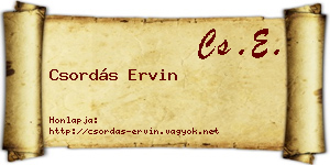 Csordás Ervin névjegykártya