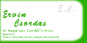 ervin csordas business card